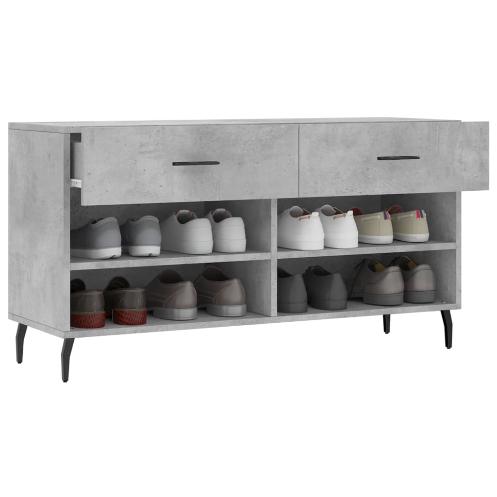 Shoe Bench Concrete Grey 102x35x55 cm Engineered Wood - Bargainia.com - 