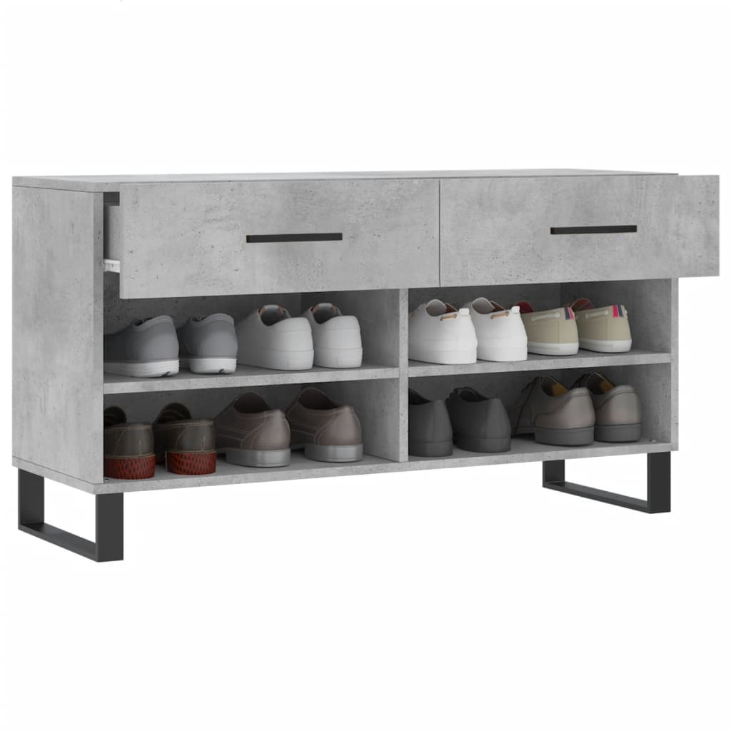 Shoe Bench Concrete Grey 102x35x55 cm Engineered Wood - Bargainia.com - 