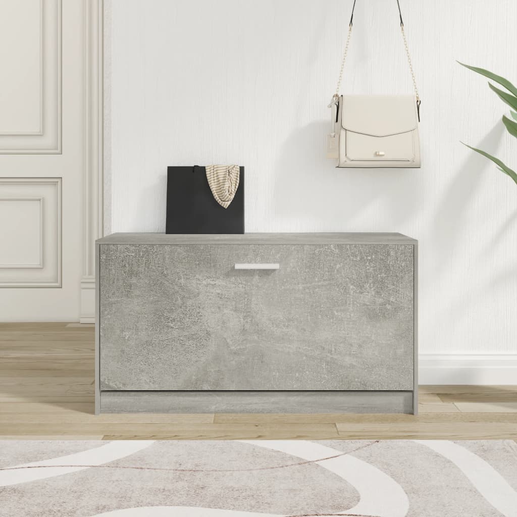 Shoe Bench Concrete Grey 80x24x45 cm Engineered Wood - Bargainia.com - 