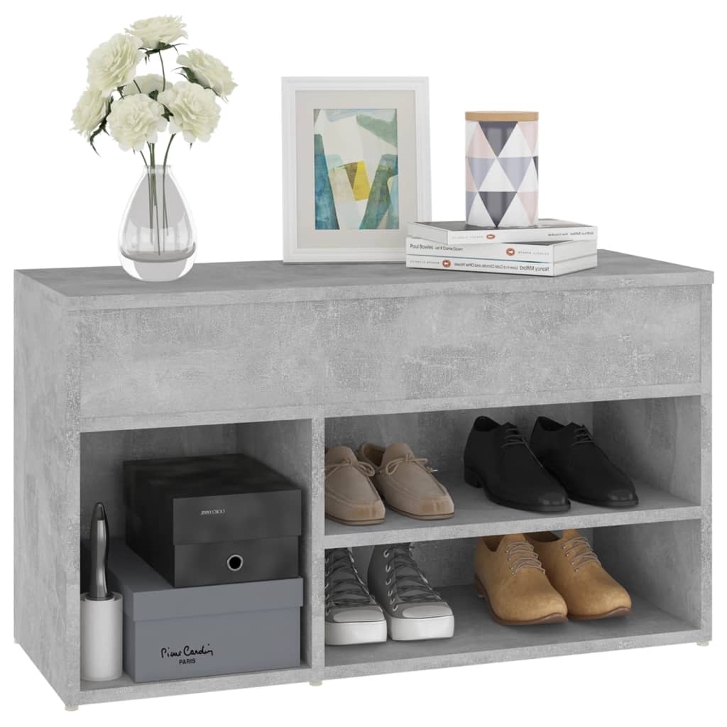Shoe Bench Concrete Grey 80x30x45 cm Engineered Wood - Bargainia.com - 