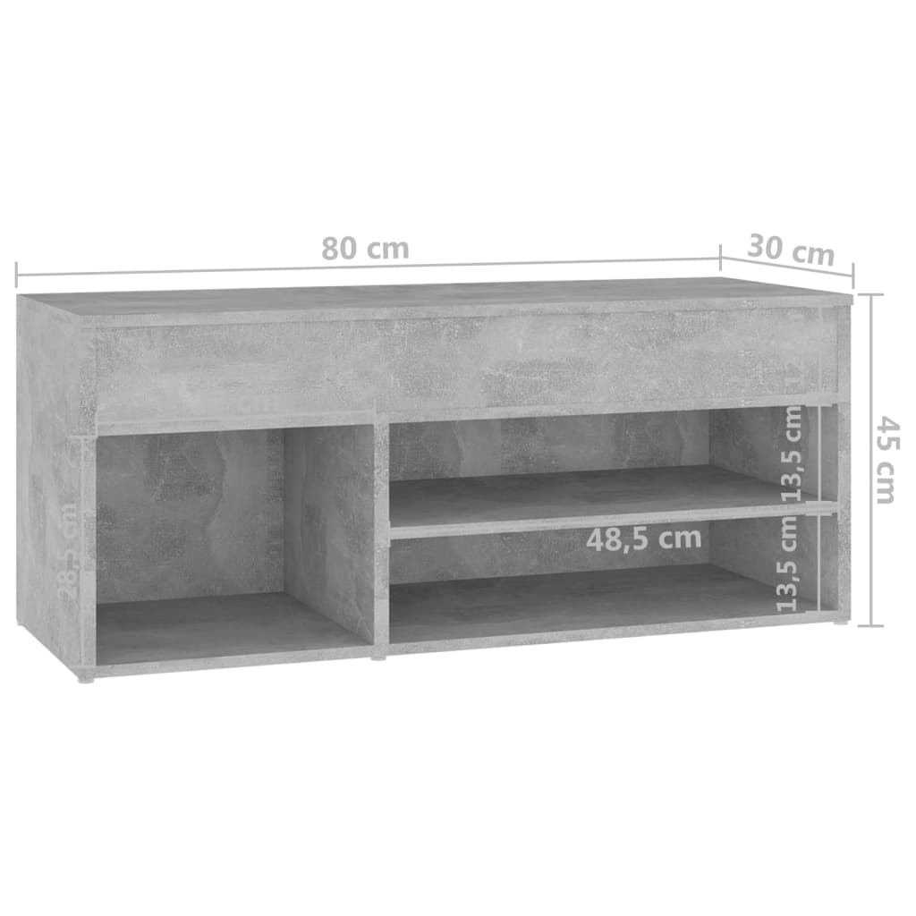 Shoe Bench Concrete Grey 80x30x45 cm Engineered Wood - Bargainia.com - 8720286643488 - 808751