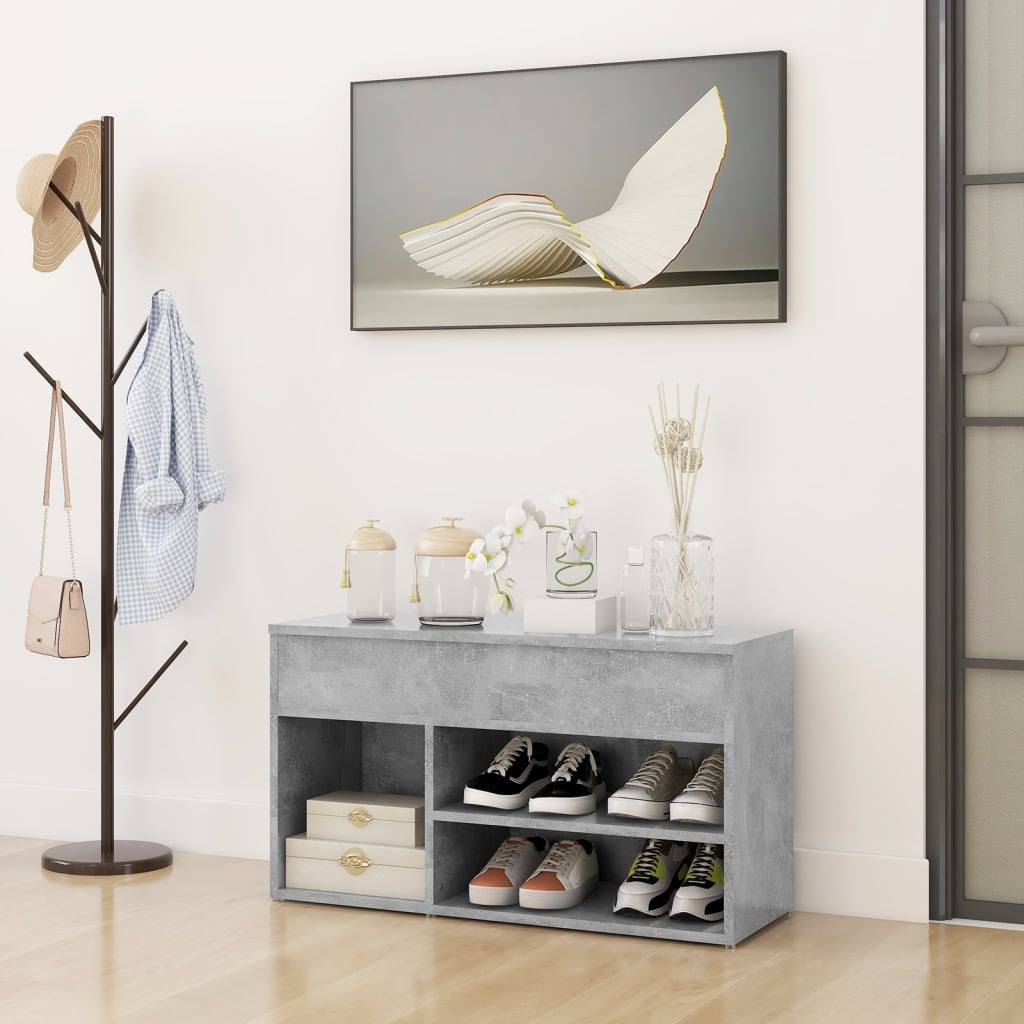 Shoe Bench Concrete Grey 80x30x45 cm Engineered Wood - Bargainia.com - 8720286643488 - 808751
