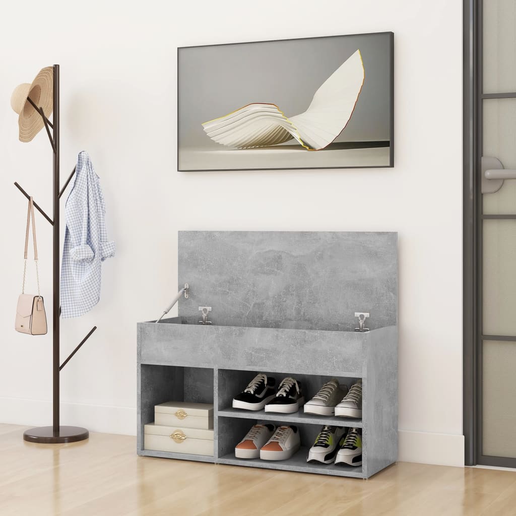 Shoe Bench Concrete Grey 80x30x45 cm Engineered Wood - Bargainia.com - 8720286643488 - 808751