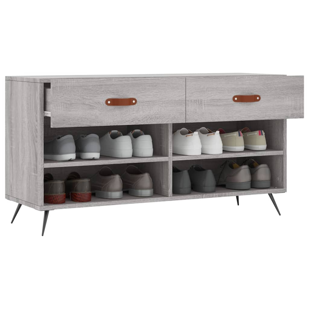 Shoe Bench Grey Sonoma 102x35x55 cm Engineered Wood - Bargainia.com - 