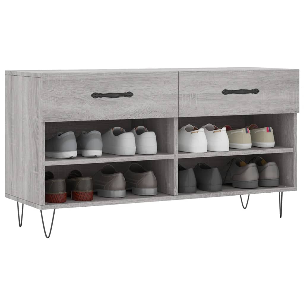 Shoe Bench Grey Sonoma 102x35x55 cm Engineered Wood - Bargainia.com - 