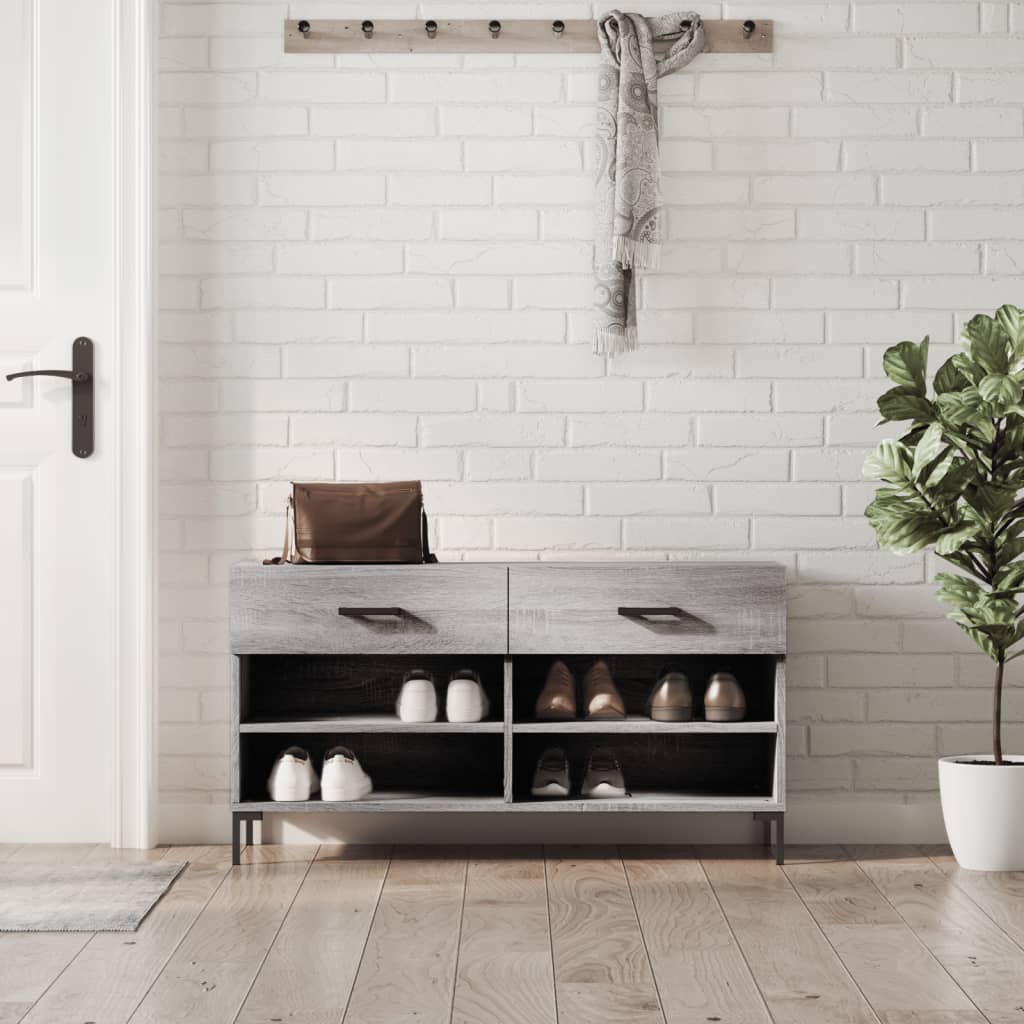 Shoe Bench Grey Sonoma 102x35x55 cm Engineered Wood - Bargainia.com - 