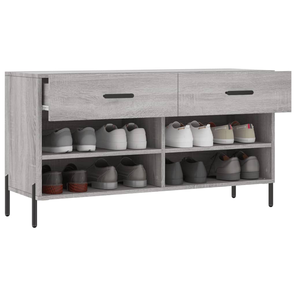 Shoe Bench Grey Sonoma 102x35x55 cm Engineered Wood - Bargainia.com - 
