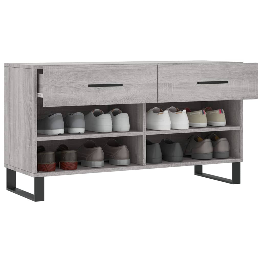 Shoe Bench Grey Sonoma 102x35x55 cm Engineered Wood - Bargainia.com - 