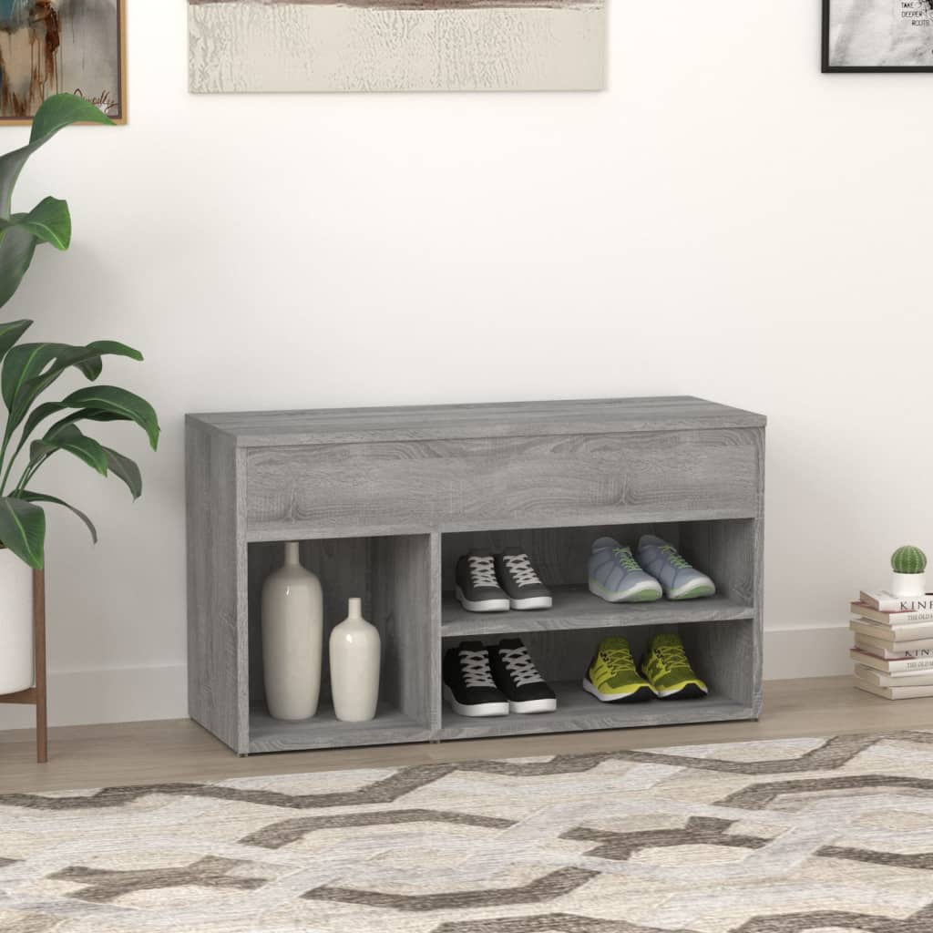 Shoe Bench Grey Sonoma 80x30x45 cm Engineered Wood - Bargainia.com - 