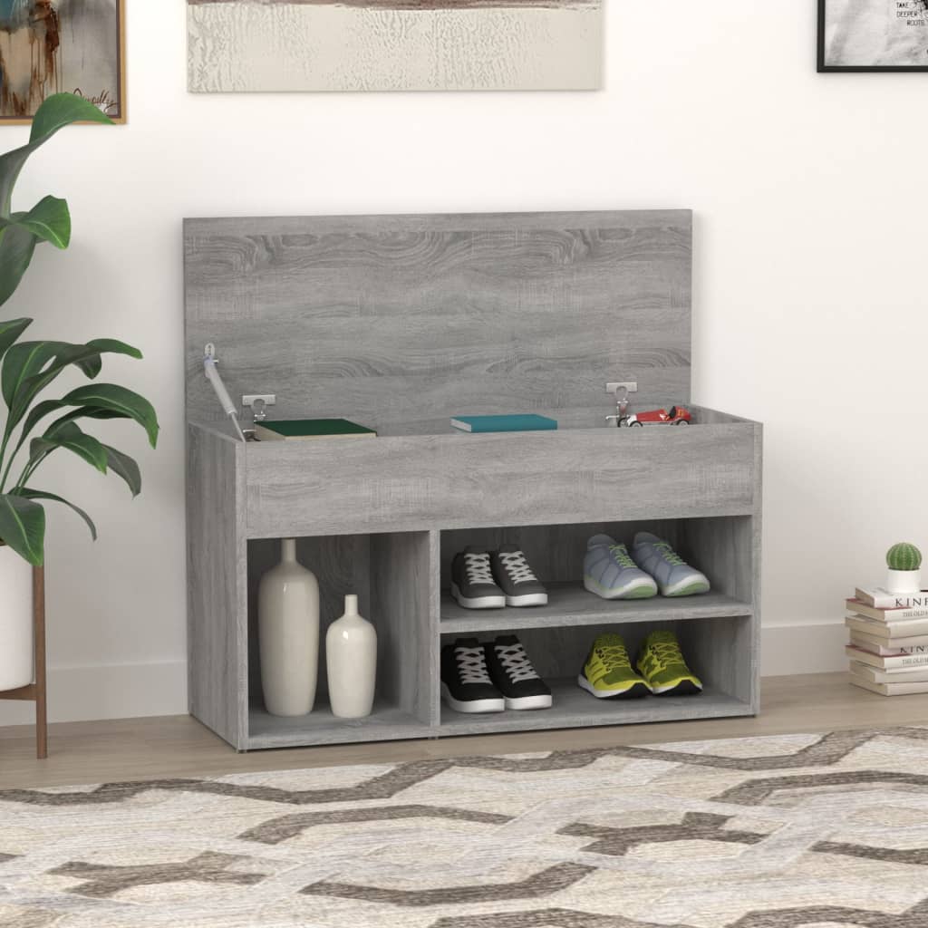 Shoe Bench Grey Sonoma 80x30x45 cm Engineered Wood - Bargainia.com - 