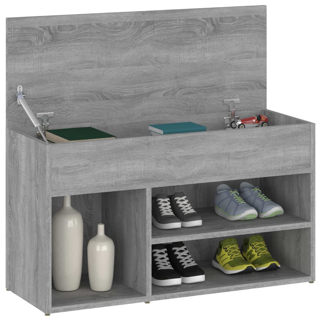 Shoe Bench Grey Sonoma 80x30x45 cm Engineered Wood - Bargainia.com - 