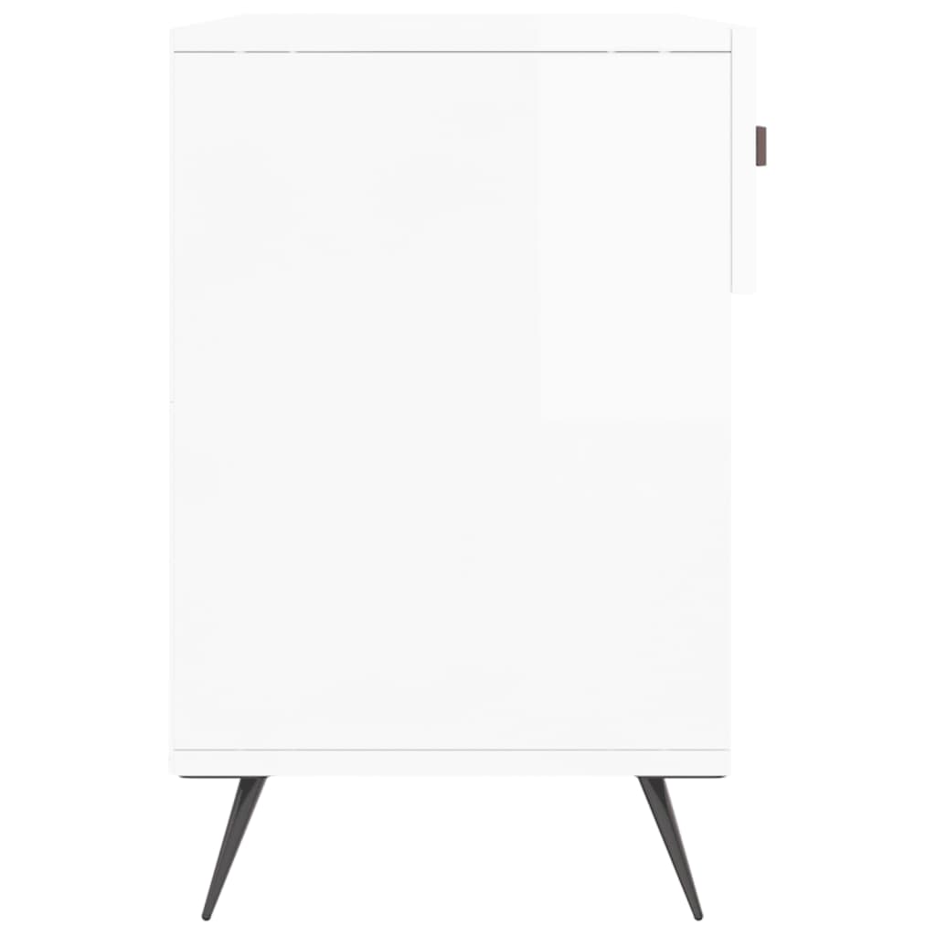 Shoe Bench High Gloss White 102x35x55 cm Engineered Wood - Bargainia.com - 