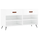Shoe Bench High Gloss White 102x35x55 cm Engineered Wood - Bargainia.com - 