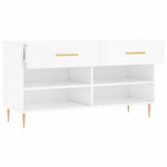 Shoe Bench High Gloss White 102x35x55 cm Engineered Wood - Bargainia.com - 