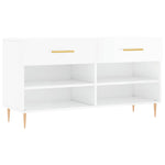 Shoe Bench High Gloss White 102x35x55 cm Engineered Wood - Bargainia.com - 