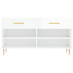 Shoe Bench High Gloss White 102x35x55 cm Engineered Wood - Bargainia.com - 
