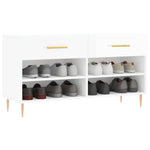 Shoe Bench High Gloss White 102x35x55 cm Engineered Wood - Bargainia.com - 