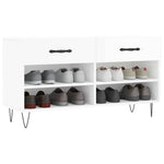 Shoe Bench High Gloss White 102x35x55 cm Engineered Wood - Bargainia.com - 