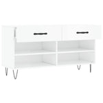 Shoe Bench High Gloss White 102x35x55 cm Engineered Wood - Bargainia.com - 