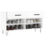 Shoe Bench High Gloss White 102x35x55 cm Engineered Wood - Bargainia.com - 
