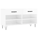 Shoe Bench High Gloss White 102x35x55 cm Engineered Wood - Bargainia.com - 