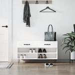 Shoe Bench High Gloss White 102x35x55 cm Engineered Wood - Bargainia.com - 