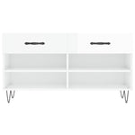 Shoe Bench High Gloss White 102x35x55 cm Engineered Wood - Bargainia.com - 
