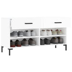 Shoe Bench High Gloss White 102x35x55 cm Engineered Wood - Bargainia.com - 