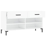 Shoe Bench High Gloss White 102x35x55 cm Engineered Wood - Bargainia.com - 