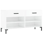 Shoe Bench High Gloss White 102x35x55 cm Engineered Wood - Bargainia.com - 