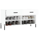 Shoe Bench High Gloss White 102x35x55 cm Engineered Wood - Bargainia.com - 