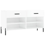 Shoe Bench High Gloss White 102x35x55 cm Engineered Wood - Bargainia.com - 