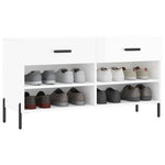 Shoe Bench High Gloss White 102x35x55 cm Engineered Wood - Bargainia.com - 