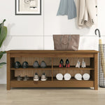 Shoe Bench Honey Brown 110x38x45.5 cm Solid Wood Pine - Bargainia.com - 