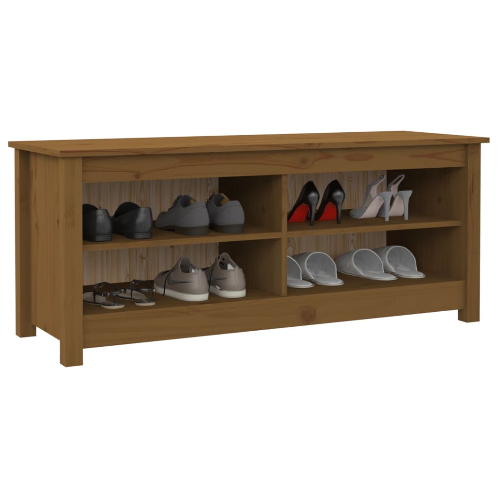 Shoe Bench Honey Brown 110x38x45.5 cm Solid Wood Pine - Bargainia.com - 