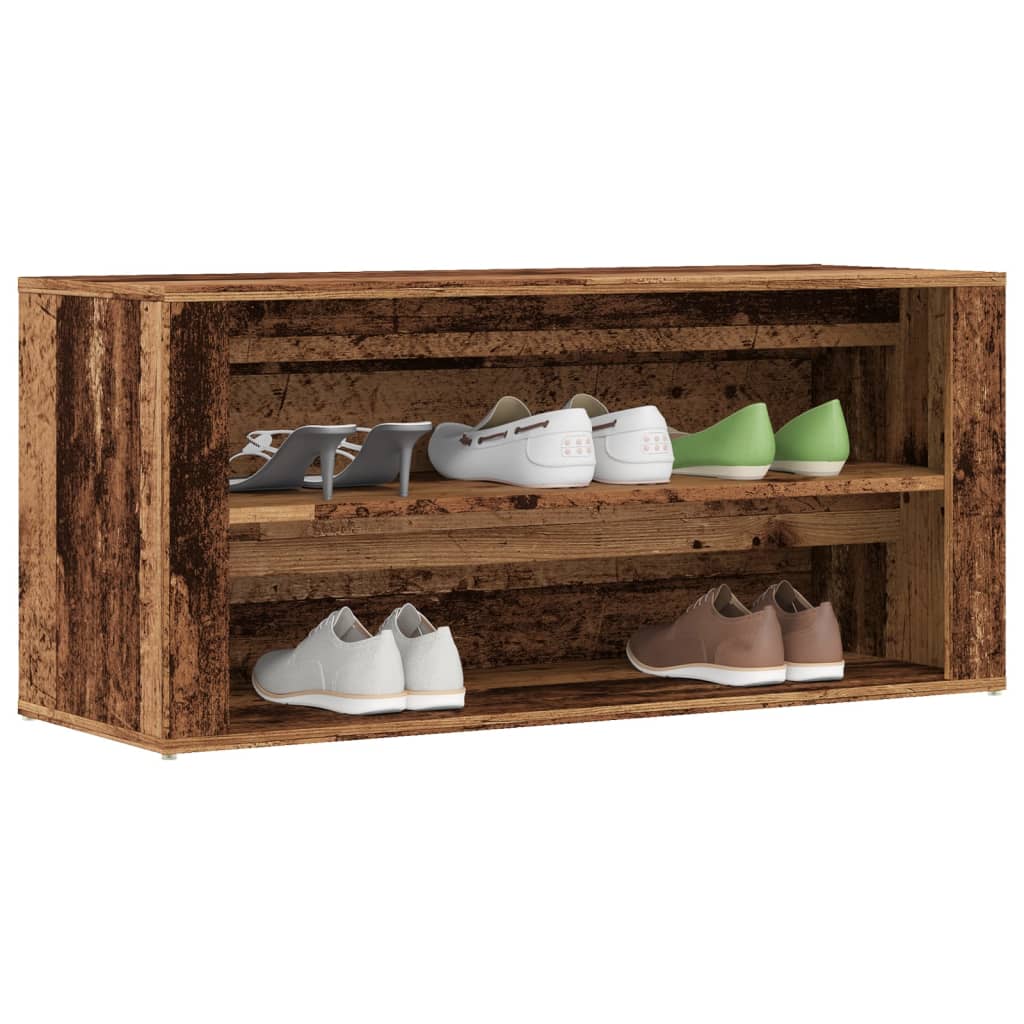 Shoe Bench Old Wood 100x35x45 cm Engineered Wood - Bargainia.com - 