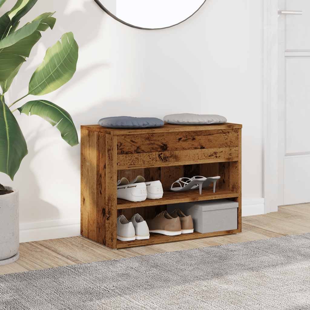 Shoe Bench Old Wood 60x30x45 cm Engineered Wood - Bargainia.com - 