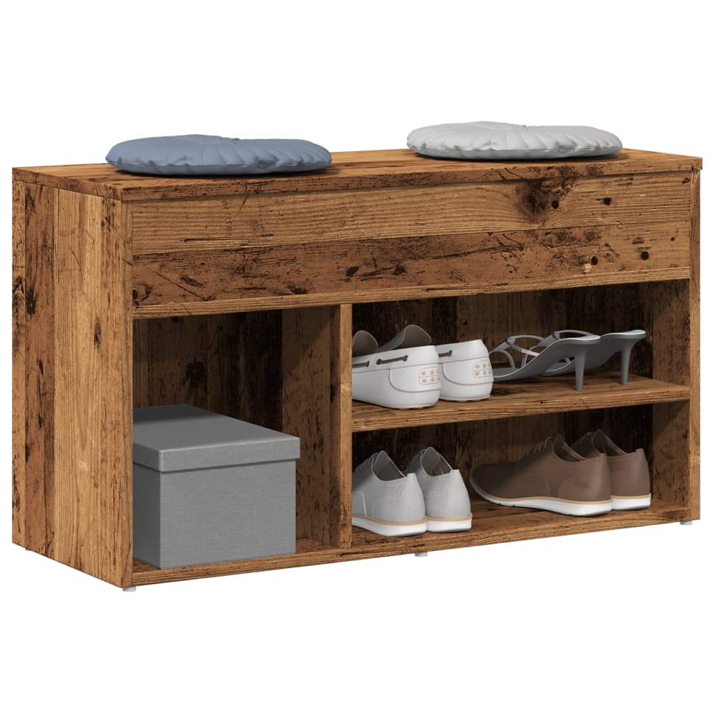 Shoe Bench Old Wood 80x30x45 cm Engineered Wood - Bargainia.com - 