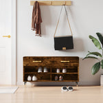 Shoe Bench Smoked Oak 102x35x55 cm Engineered Wood - Bargainia.com - 