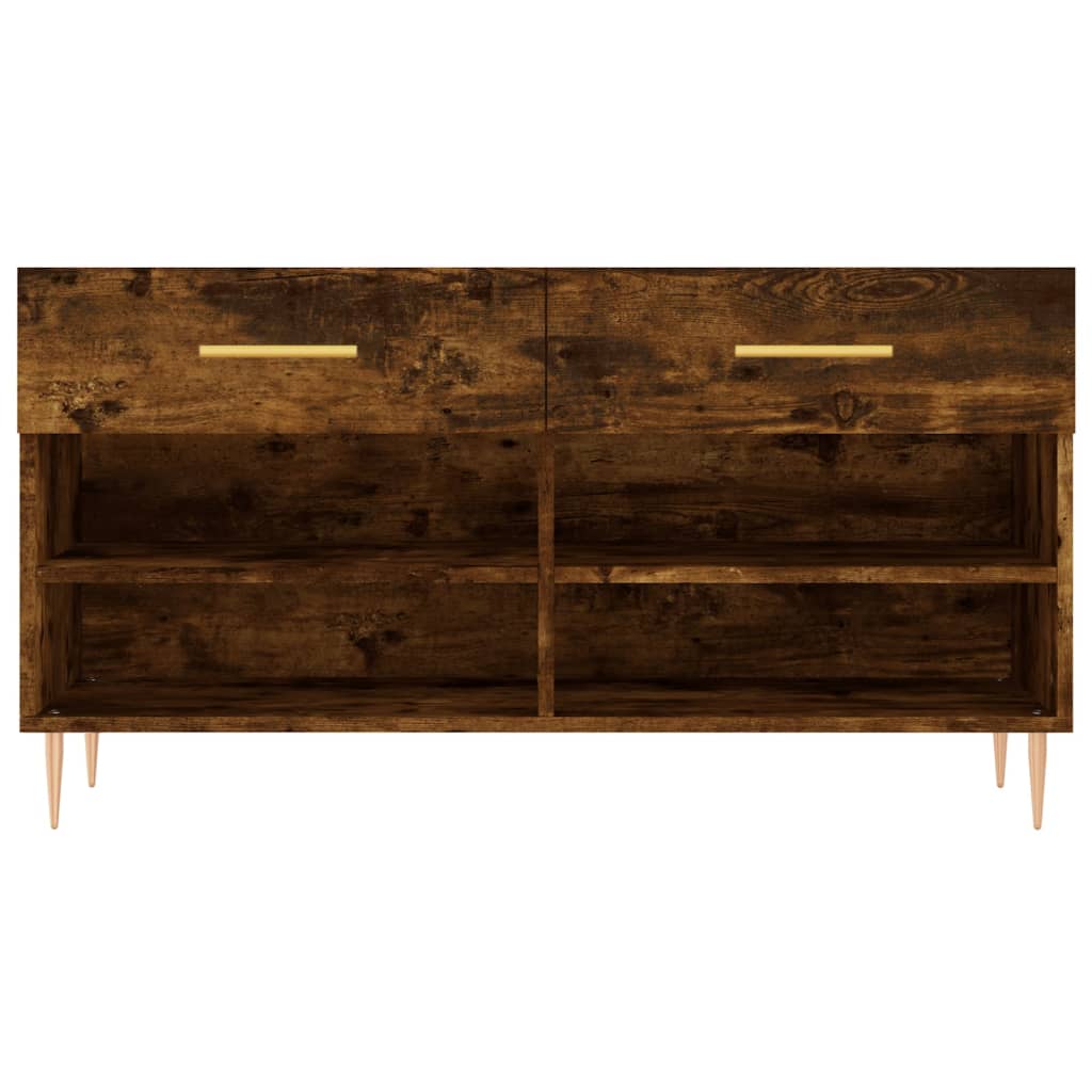 Shoe Bench Smoked Oak 102x35x55 cm Engineered Wood - Bargainia.com - 