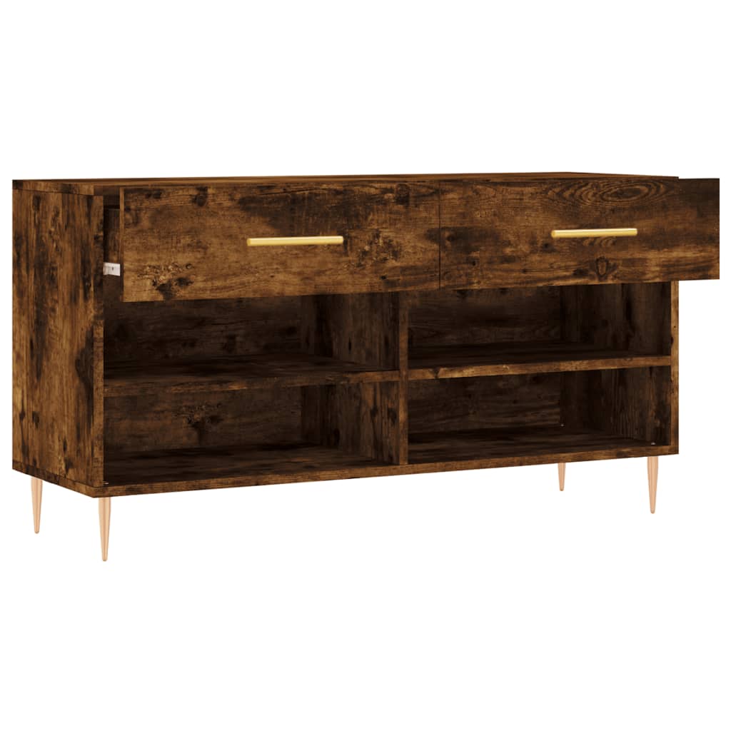 Shoe Bench Smoked Oak 102x35x55 cm Engineered Wood - Bargainia.com - 
