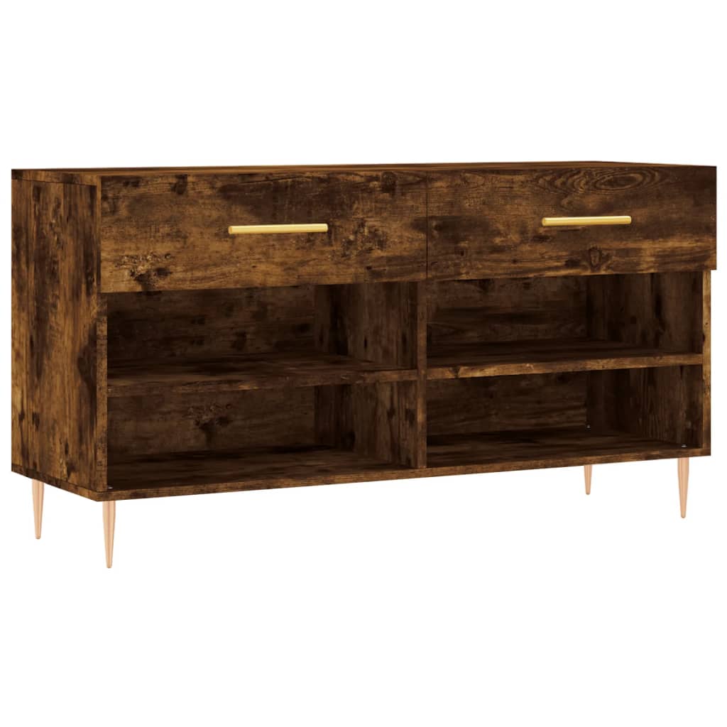 Shoe Bench Smoked Oak 102x35x55 cm Engineered Wood - Bargainia.com - 