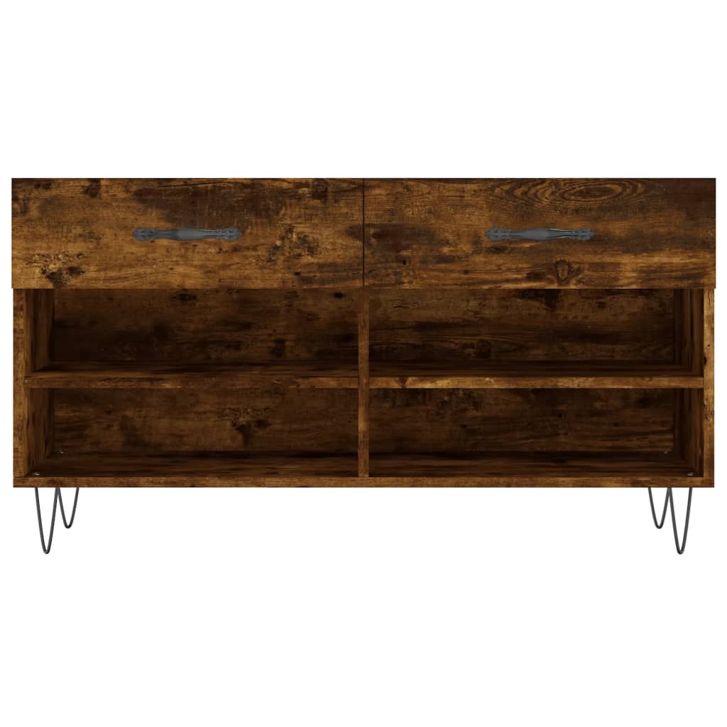 Shoe Bench Smoked Oak 102x35x55 cm Engineered Wood - Bargainia.com - 