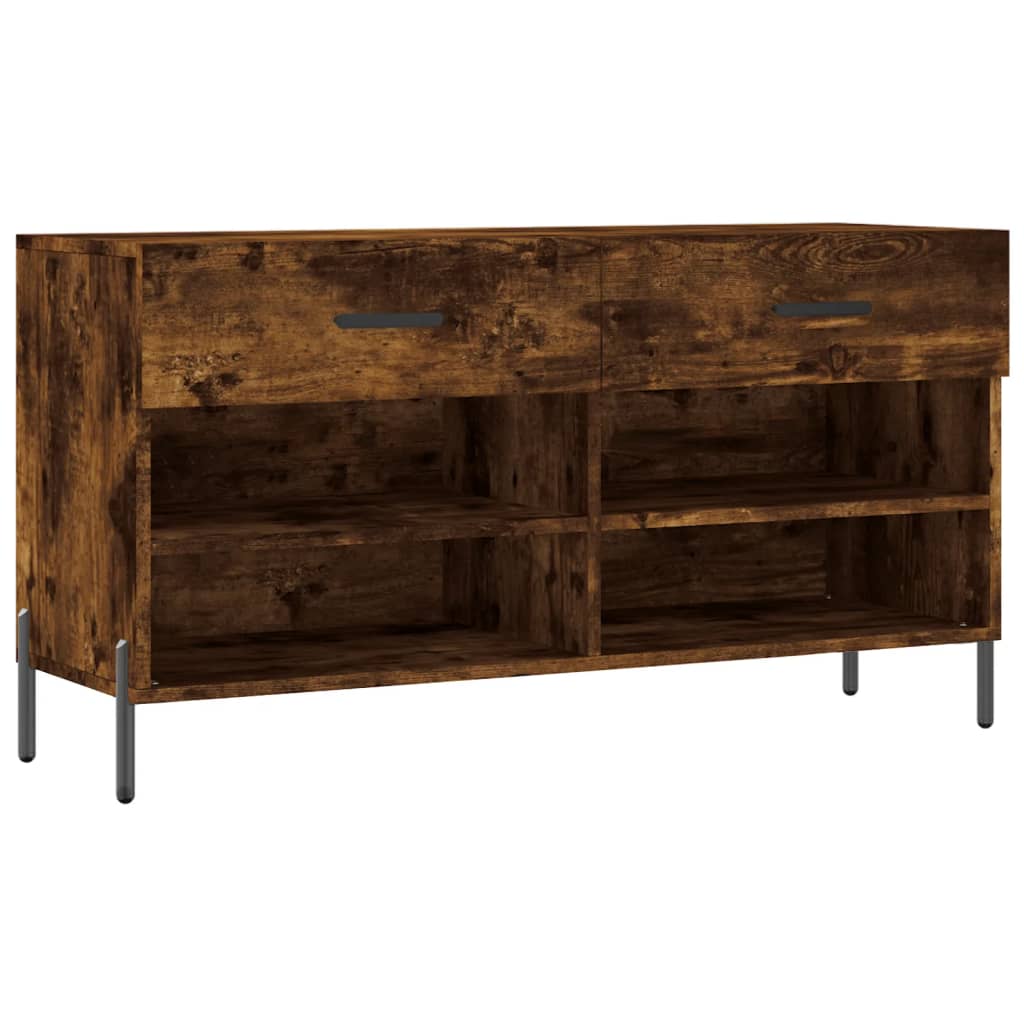 Shoe Bench Smoked Oak 102x35x55 cm Engineered Wood - Bargainia.com - 