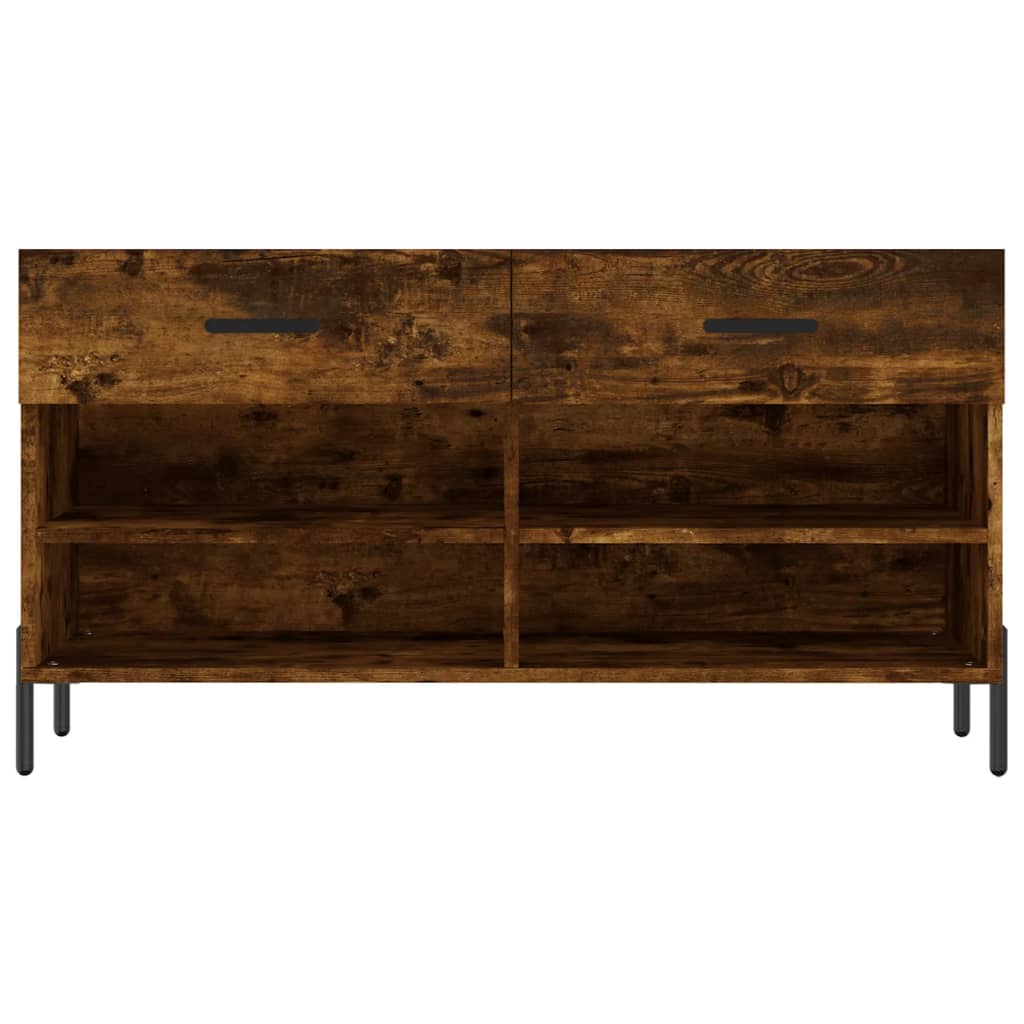 Shoe Bench Smoked Oak 102x35x55 cm Engineered Wood - Bargainia.com - 