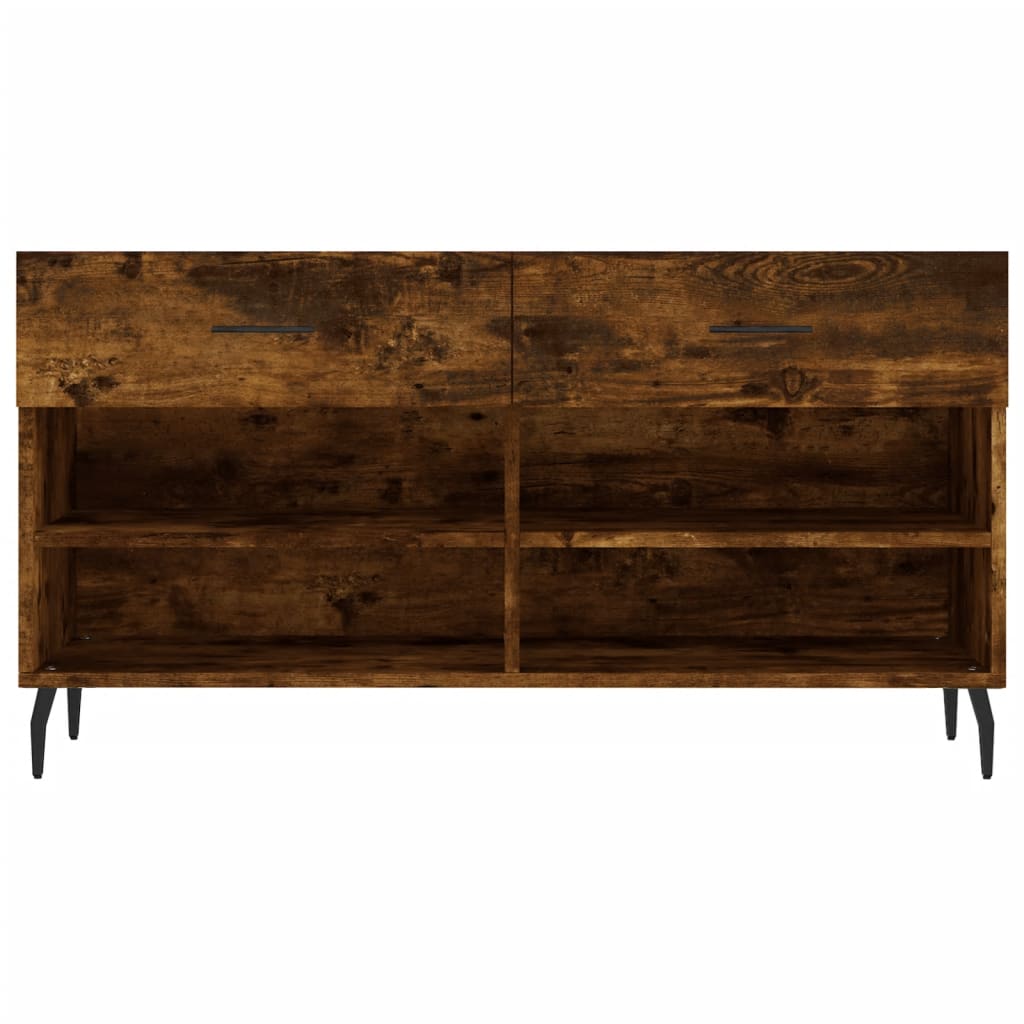 Shoe Bench Smoked Oak 102x35x55 cm Engineered Wood - Bargainia.com - 