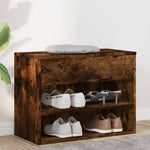 Shoe Bench Smoked Oak 60x30x45 cm Engineered Wood - Bargainia.com - 