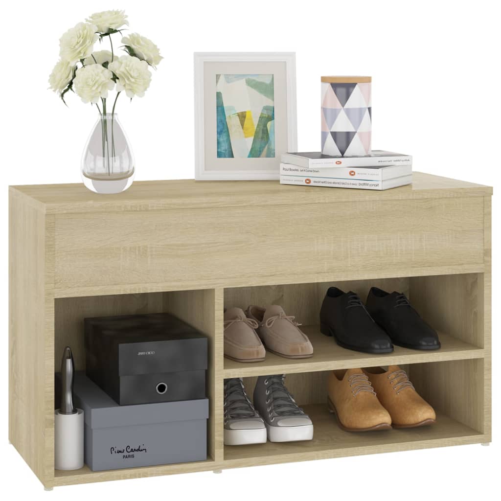 Shoe Bench Sonoma Oak 80x30x45 cm Engineered Wood - Bargainia.com - 