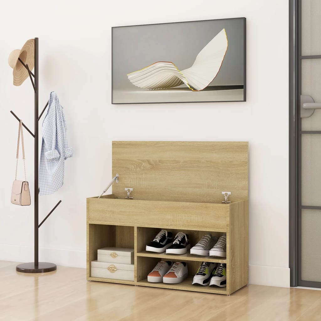 Shoe Bench Sonoma Oak 80x30x45 cm Engineered Wood - Bargainia.com - 