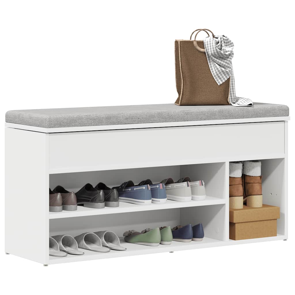 Shoe Bench White 102x30.5x45 cm Engineered Wood - Bargainia.com - 